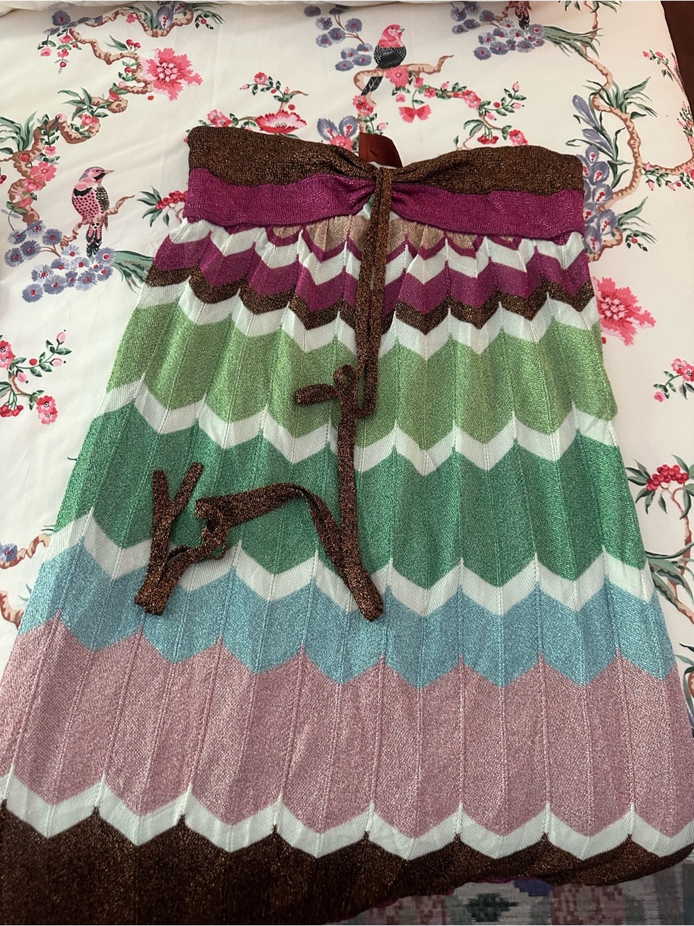 Missoni Strapless Halter Chevron Coverup Dress With Metallic Accent